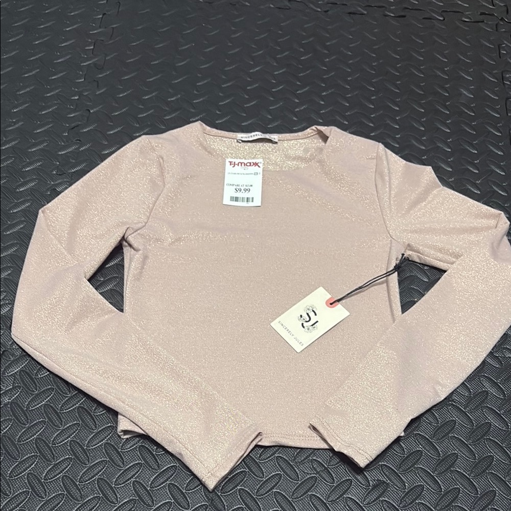 T.J.Maxx Pink Fitted Ribbed Long Sleeve Blouse